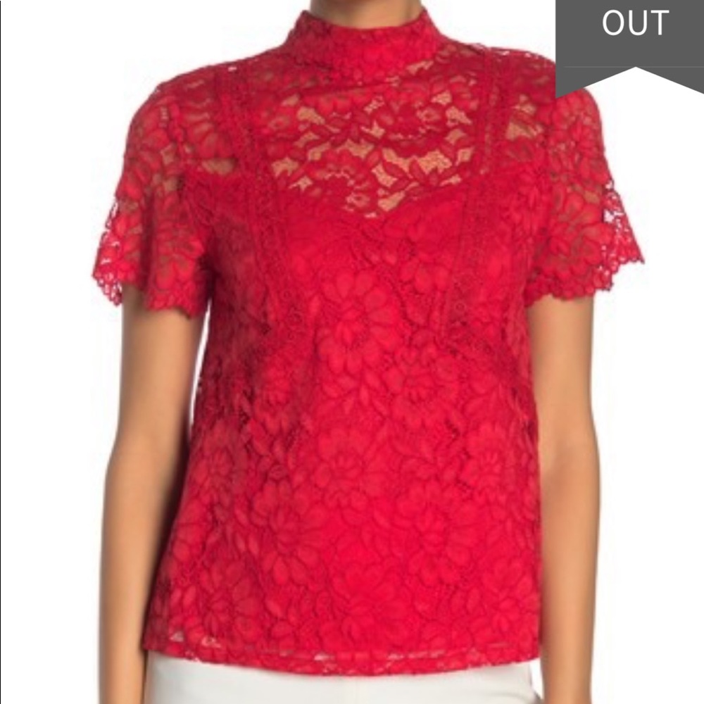 Shelli Segal Red Lace Top
